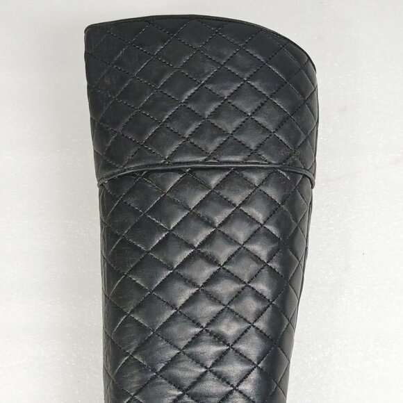 Delman Black Quilted Leather Knee-High StiletDeto Boots Women's 9 18" Shaft VGUC - Picture 12 of 16
